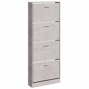 vidaXL Armoire à chaussures Gris béton 59x17x150 cm Bois d'ingénierie