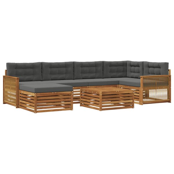 vidaXL Ensemble de canapés d'extérieur 7 pc Naturel et Anthracite