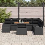 vidaXL Ensemble de canapé de jardin avec coussin 9 Pièces Noir