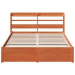 vidaXL Cadre de lit avec stockage 2 Pièces Cire marron Bois de Pin Massif
