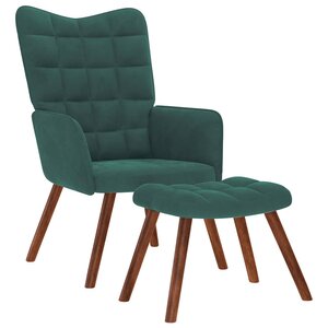 vidaXL Chaise de relaxation avec tabouret Vert foncé Velours