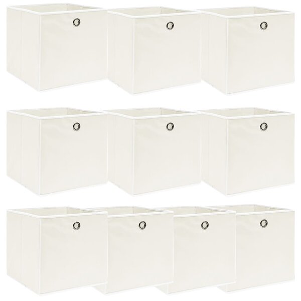 vidaXL Boîtes de rangement 10 Pièces Blanc 32x32x32 cm Tissu