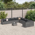 vidaXL Salon de jardin 11 Pièces avec coussins gris résine tressée
