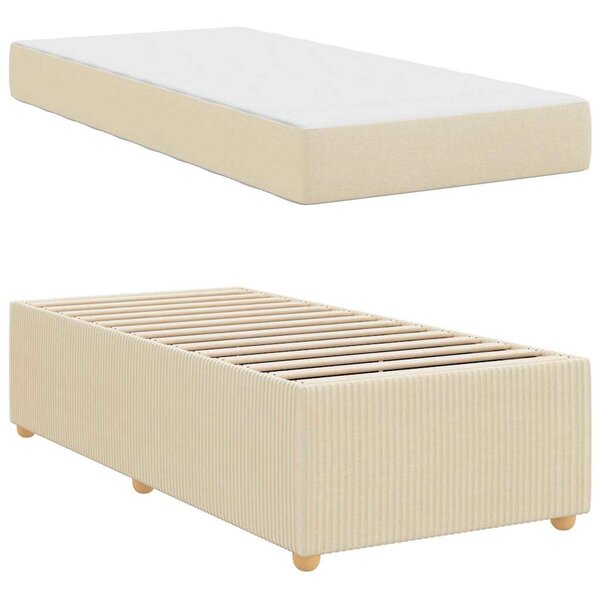 vidaXL Cadre de lit avec matelas avec matelas Crème 90 x 200 cm tissu