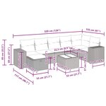 vidaXL Salon de jardin 8 Pièces avec coussins gris clair résine tressée