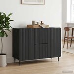 vidaXL Buffet avec tiroir Noir 89 x 34 5 x 62 cm Bois d'ingénierie