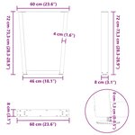 vidaXL Pieds de table à manger en V 2 pièces Noir 60 x (72-73 3) cm Acier
