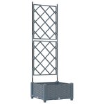 vidaXL Bac à fleurs avec Treillis Gris clair 40 x 40 x 125.5 cm PP