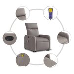 vidaXL Fauteuil inclinable de massage électrique Taupe Tissu