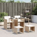 vidaXL Ensemble à manger de jardin avec coussins 5Pièces Beige poly rotin