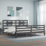 vidaXL Cadre de lit sans matelas gris 200x200 cm bois massif