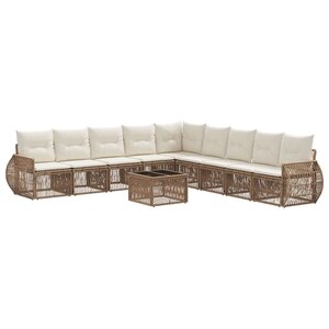 vidaXL Ensemble de canapé de jardin 10 Pièces Beige et blanc crème