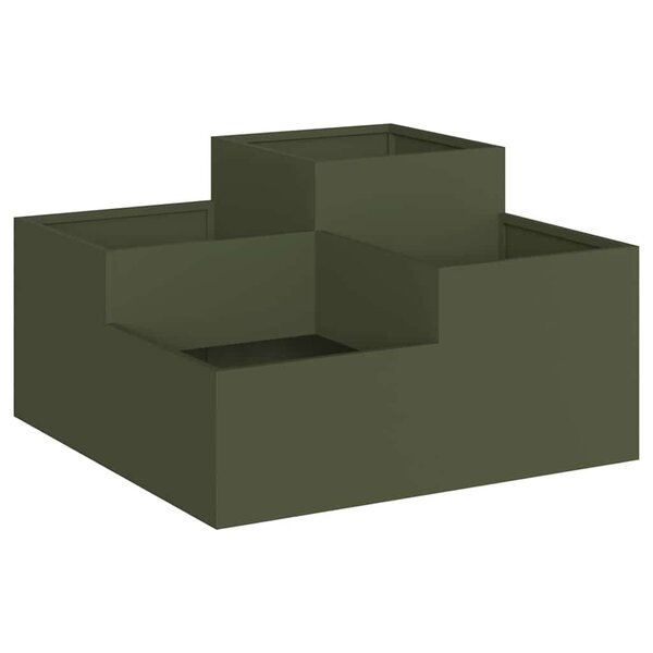 vidaXL Cache-pot de jardin Vert olive 80 x 80 x 48 cm Acier