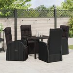 vidaXL Ensemble de 5 Pièces de Salle à Manger de Jardin avec Coussins Noir Poly Rattan