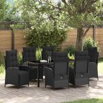 vidaXL Ensemble de salle à manger pour jardin 7 Pièces Noir Poly rotin