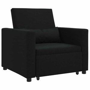 vidaXL Canapé Lit Simple avec des roues Noir 90 x 165 x 87 cm tissu