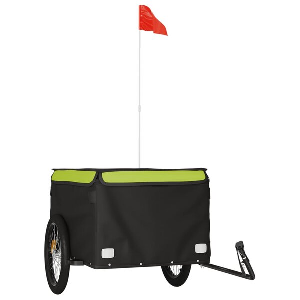 vidaXL Remorque de vélo noir et vert 45 kg fer