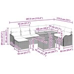 Ensemble de Canapé de Jardin 9 Pièces avec Cushions Gris Rotin Poly