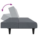 vidaXL Canapé-lit à 2 places avec repose-pied gris foncé velours
