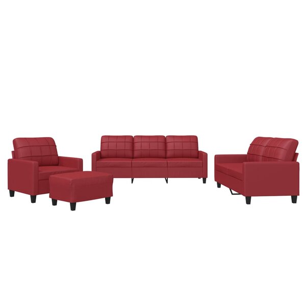 vidaXL Ensemble de canapés 4 Pièces et coussins Rouge bordeaux Similicuir