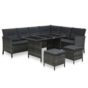 Salon de jardin meuble d'extérieur ensemble de mobilier 4 pièces avec coussins résine tressée gris 02_0016184