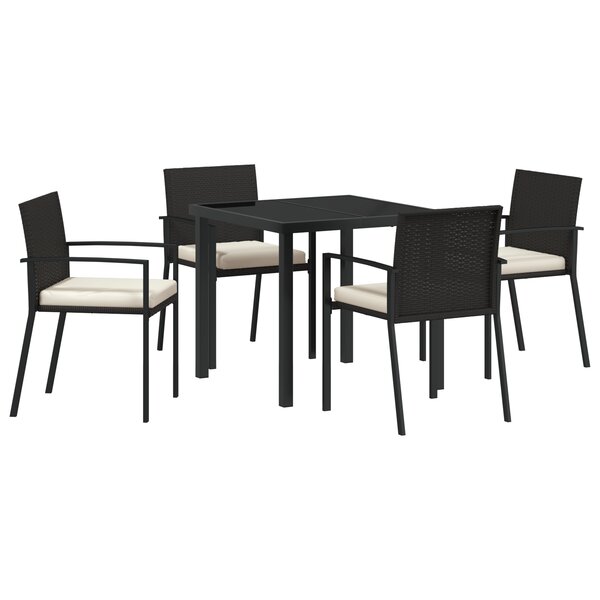 vidaXL Ensemble de jardin 5 pièces Noir Poly Rattan