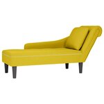 vidaXL Fauteuil long avec coussin et accoudoir droit jaune velours