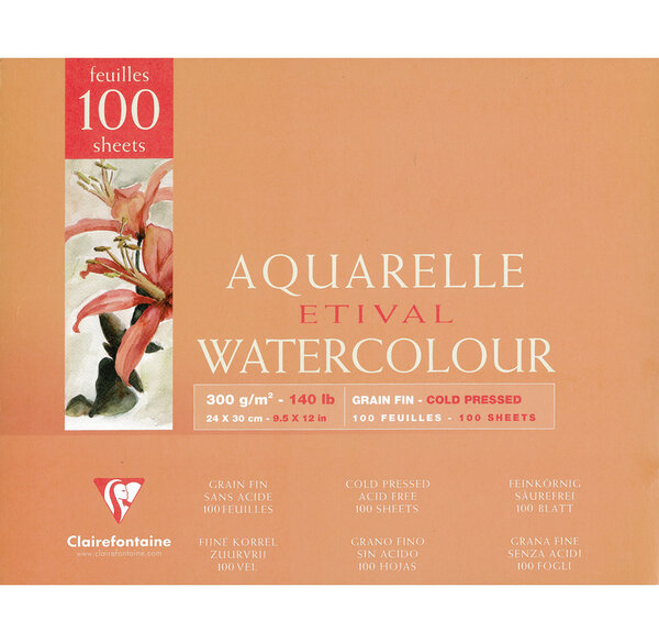 Bloc Etival grain fin 24x30 100F 300g collé 4 côtés CLAIREFONTAINE