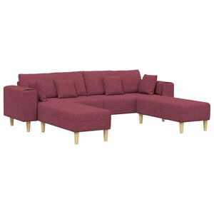 vidaXL Canapé avec coussin 3 Pièces Bordeaux tissu