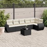 vidaXL Salon de jardin 7 Pièces avec coussins noir résine tressée