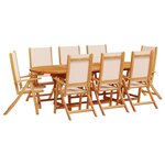 vidaXL Ensemble à manger de jardin 9Pièces bois d'acacia solide textilène