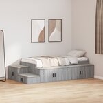 vidaXL Cadre de lit de rangement Gris Sonoma 75x190 cm