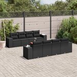 vidaXL Salon de jardin 9 Pièces avec coussins noir résine tressée