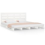 vidaXL Cadre de lit Blanc 140x200 cm Bois de pin massif