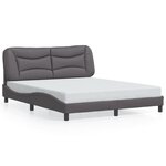 vidaXL Cadre de lit avec LED sans matelas Hvar gris 160x200 cm