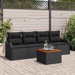 vidaXL Ensemble de canapé de jardin 5 Pièces Noir Poly rotin