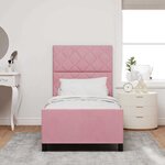 vidaXL Lit à ressorts avec tête de lit Rose 90 x 190 cm Velours