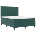 vidaXL Lit Box Spring avec Matelas & LED Vert Foncé 140x200 cm Velours