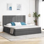vidaXL Lit de Rangement Gris foncé 200 x 200 cm Cuir synthétique