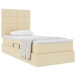 vidaXL Lit avec rangement et matelas Crème 100 x 200 cm tissu