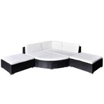 Salon de jardin meuble d'extérieur ensemble de mobilier 6 pièces avec coussins résine tressée noir 02_0016939
