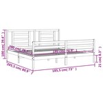 vidaXL Cadre de lit avec tête de lit blanc Super King Size bois massif