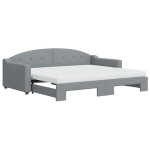 vidaXL Lit de jour avec gigogne et matelas gris clair 90x200 cm tissu