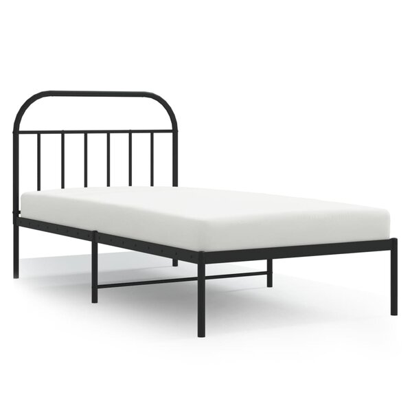 vidaXL Cadre de lit métal avec tête de lit noir 107x203 cm