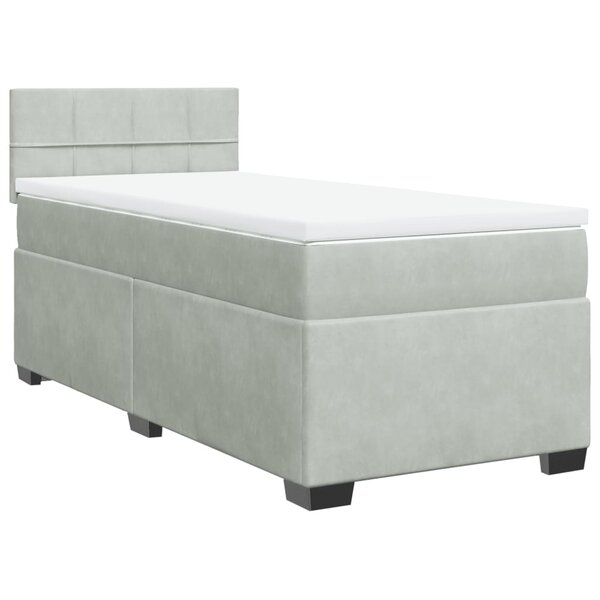 vidaXL Sommier à lattes de lit et matelas Gris clair 90x190 cm Velours