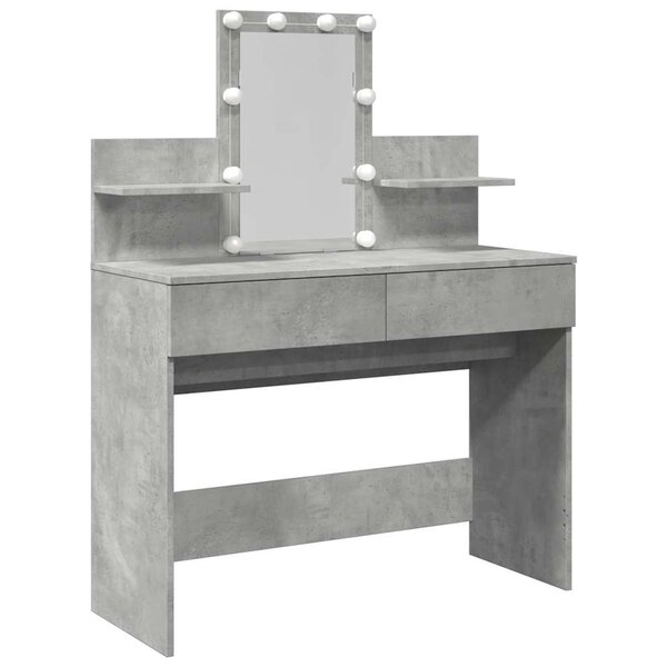 vidaXL Coiffeuse avec LED gris béton 100x40x130 cm