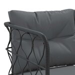 vidaXL Ensemble de canapés de jardin et coussins noir acier textilène