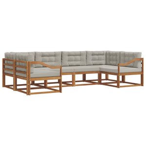 vidaXL Ensemble de canapés d'extérieur 6 pc Gris Naturel et Clair