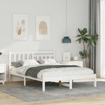 vidaXL Cadre de lit avec tête de lit Blanc 120 x 200 cm Pin massif