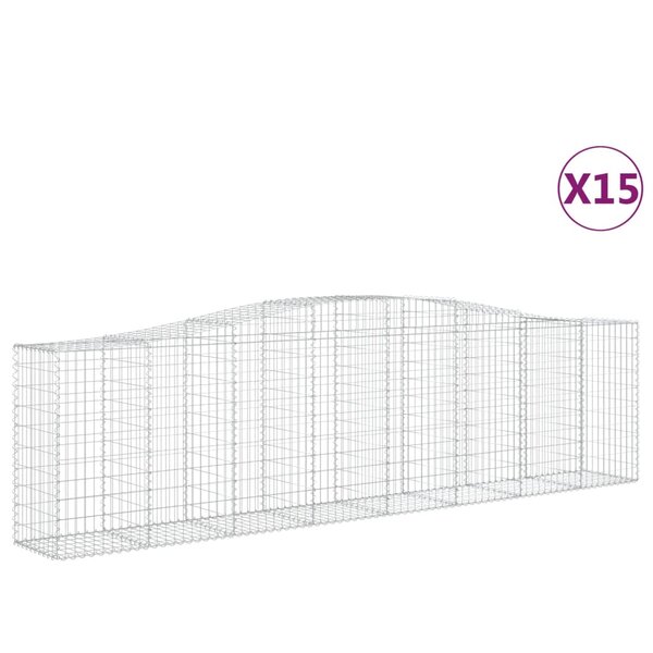 vidaXL Paniers à gabions arqués 15 Pièces 400x50x100/120 cm Fer galvanisé